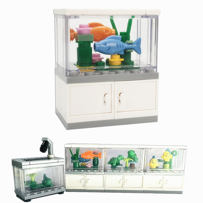 Aquarium Fish Games - 子供のためのおもちゃのビルディングブロック,ミニチュアのレンガのおもちゃ,クラクマノミとタートルのおもちゃ