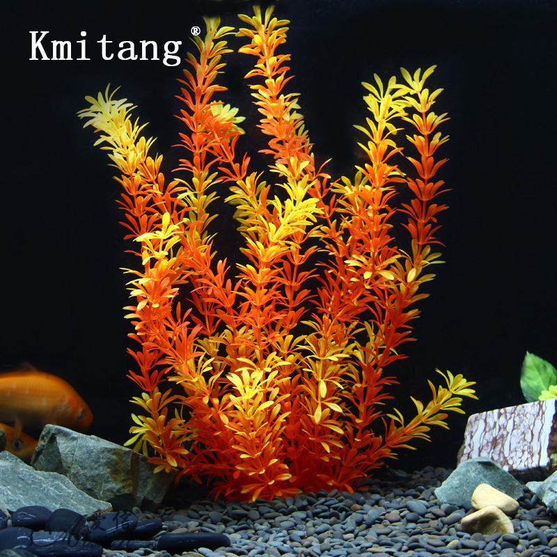 Aquarium Fish Land - 100cmのトロピカルプラント、大型人工水草、水中植物、ソフトプラスチック製の人工樹木、水槽の装飾用