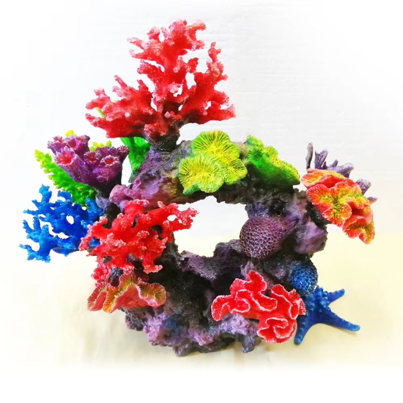 Aquarium Fish Big Size - 水槽用人工サンゴ 18.11インチ ビッグサイズ装飾 水槽用装飾 ポリレジンサンゴとリーフ 6