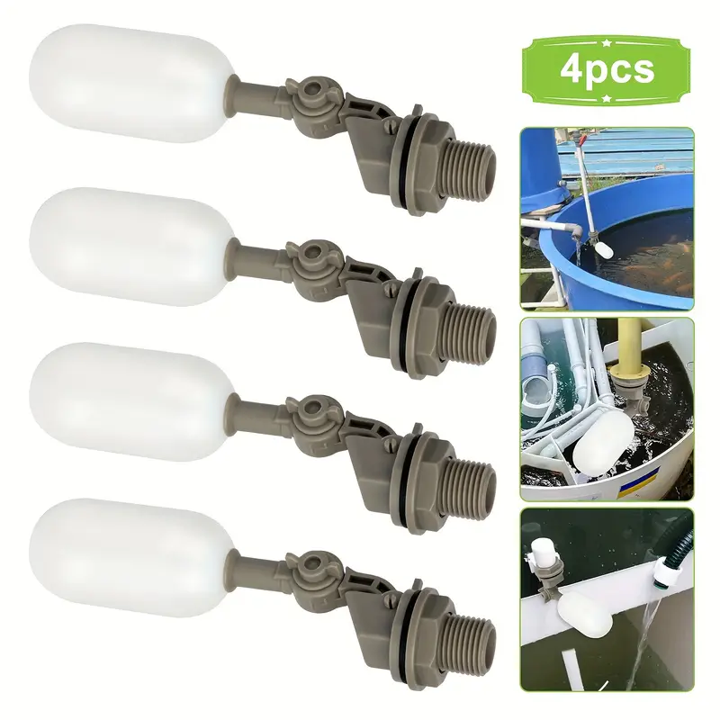 Aquarium Fish Ball - 4 個農場牛プラスチック水フロートボールバルブシャットオフ 1/2 インチ自動フィードフィル水槽水族館水加湿器バルブ