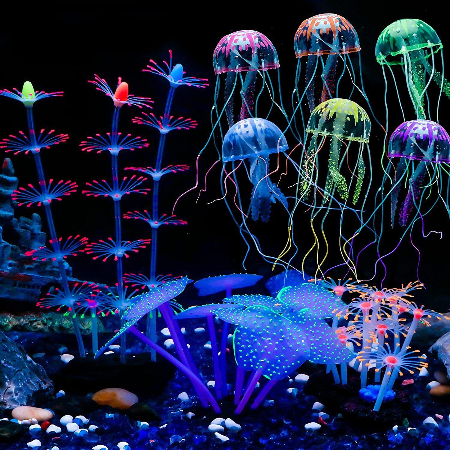 シリコン製光る景観人工魚タンク水槽蛍光サンゴひまわり海葵植物 - Aquarium Fish Games のレビューと価格