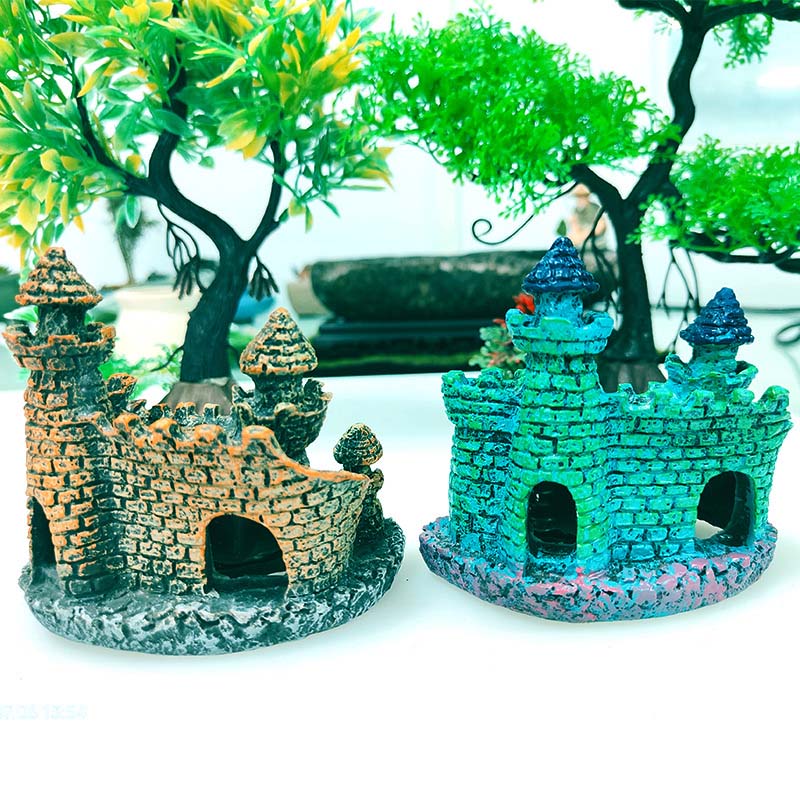 樹脂城の装飾、創造的なシミュレーションフィッシュボウル、レト - Aquarium Fish Games のレビューと価格