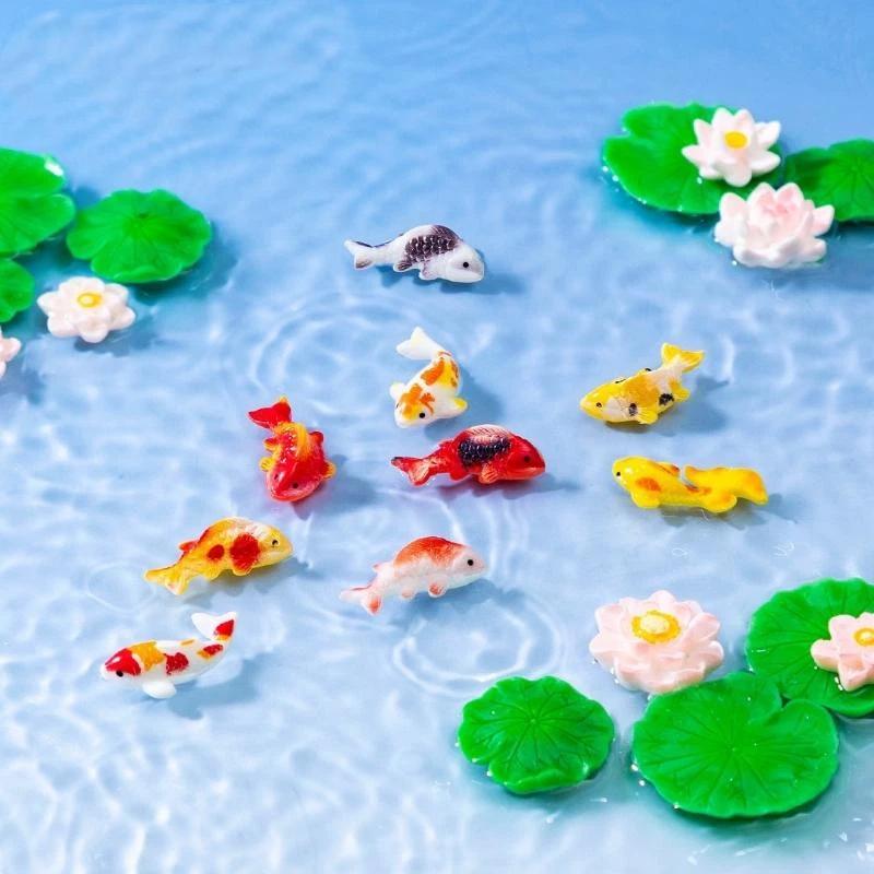 ミニ樹脂製鯉の置物 かわいい鮮やかな蓮飾り 非毒性 防水 水 - Aquarium Mini Fish のレビューと価格