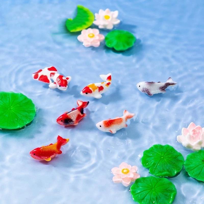 ミニ樹脂製鯉の置物 かわいい鮮やかな蓮飾り 非毒性 防水 水 - Aquarium Mini Fish のレビューと価格