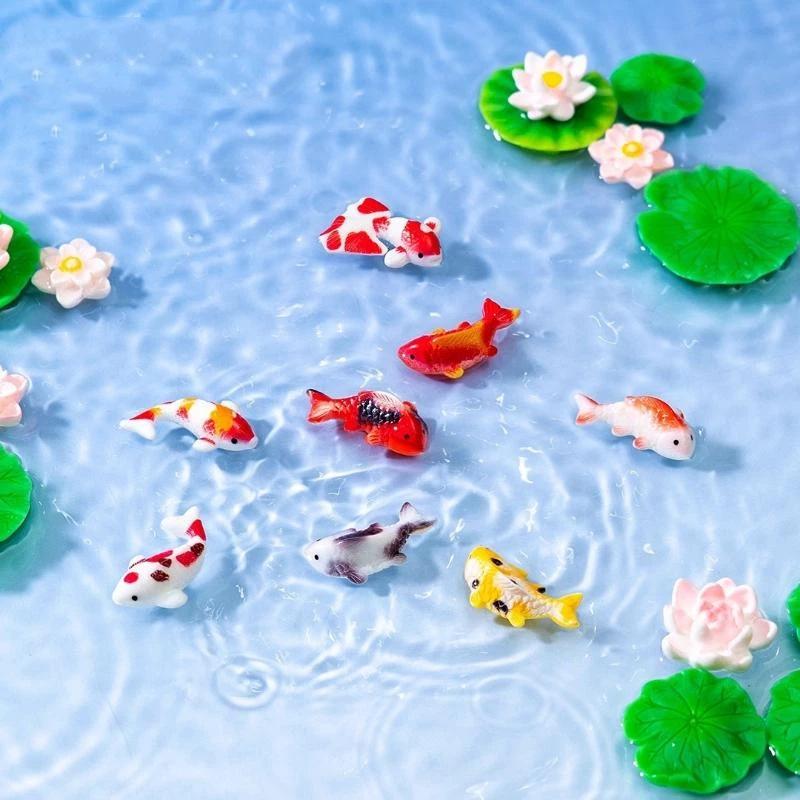 ミニ樹脂製鯉の置物 かわいい鮮やかな蓮飾り 非毒性 防水 水 - Aquarium Mini Fish のレビューと価格
