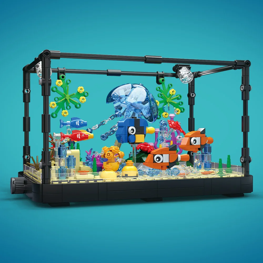 ライト付き水槽ビルディングブロックセット、水槽、海洋カメ、1 - Aquarium Mini Fish のレビューと価格