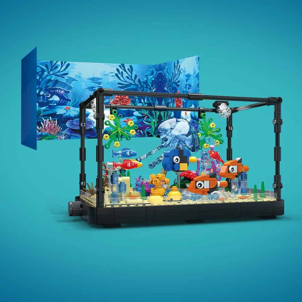 ライト付き水槽ビルディングブロックセット、水槽、海洋カメ、1 - Aquarium Mini Fish のレビューと価格