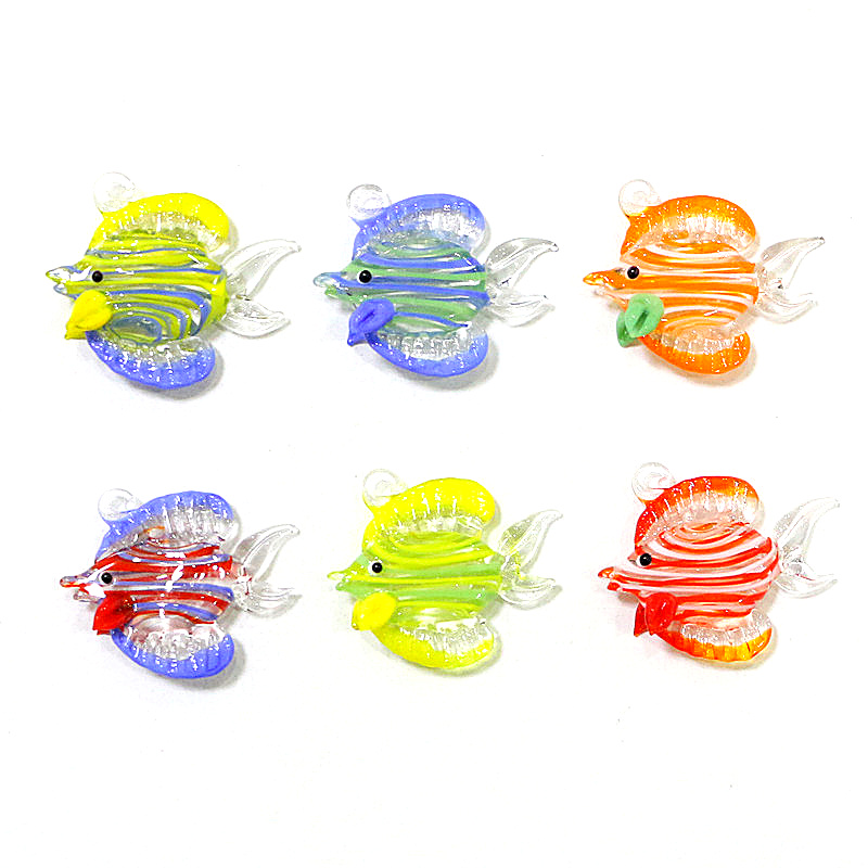 手作りの熱帯魚ミニチュア彫刻2点セットガラスペンダント水族館 - Aquarium Mini Fish のレビューと価格