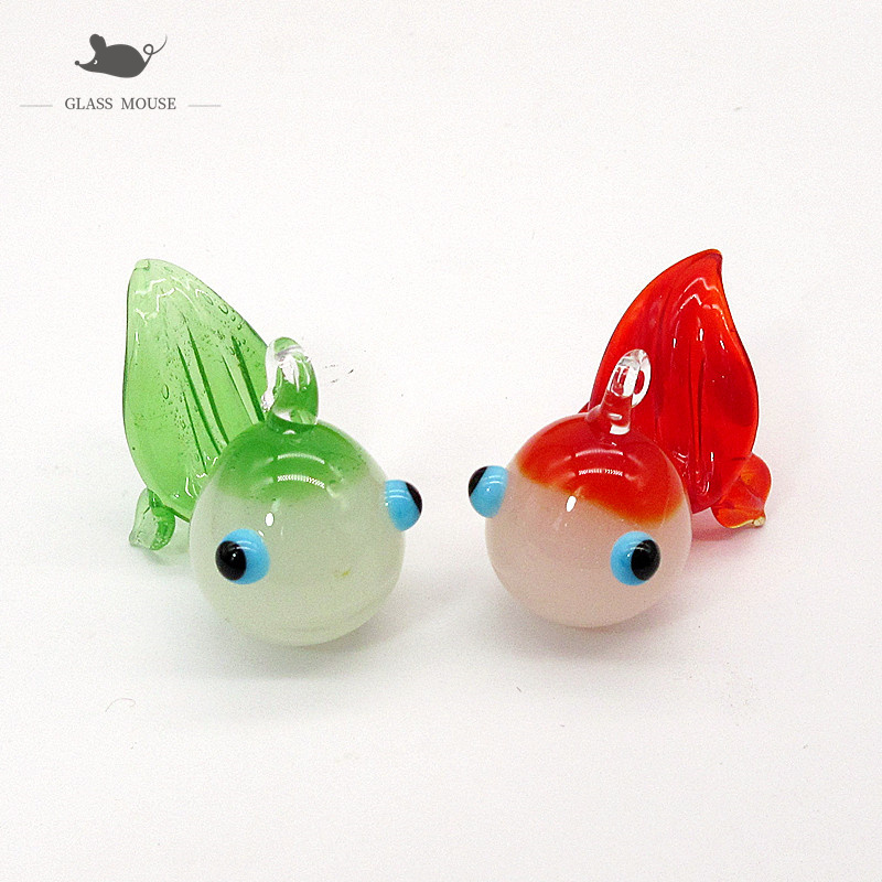 カスタム翡翠色手作りガラス金魚飾りペンダントホーム水族館の水 - Aquarium Mini Fish のレビューと価格
