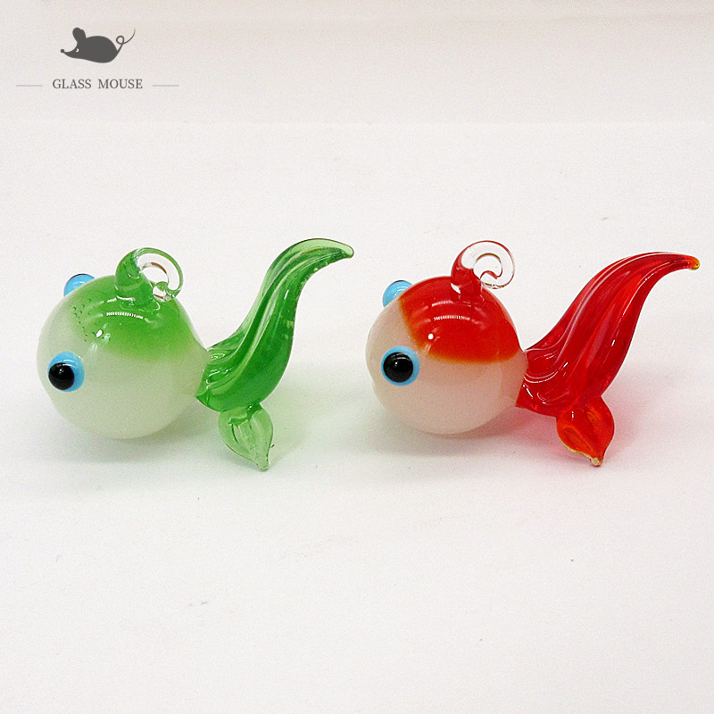 カスタム翡翠色手作りガラス金魚飾りペンダントホーム水族館の水 - Aquarium Mini Fish のレビューと価格